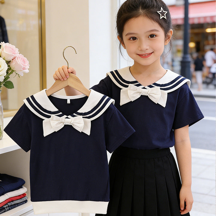 Mädchen Matrosen T-Shirt mit Schleifendetail Drune