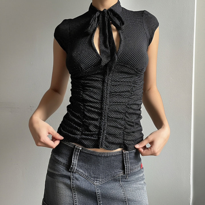 Damen Elegantes Rüschenshirt mit schickem Bindeband Drune