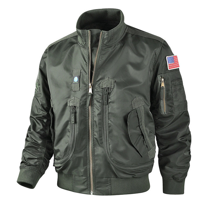 Herren bomberjacke mit hohem Kragen und multifunktionalen Taschen Drune