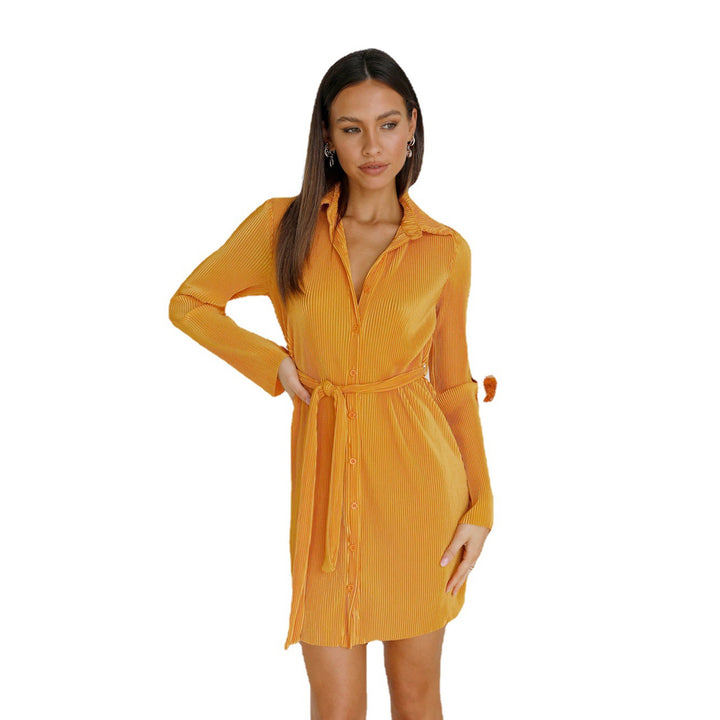 Damen Hemdblusenkleid mit taillierbarem Gürtel und feinem Strukturdesign Drune