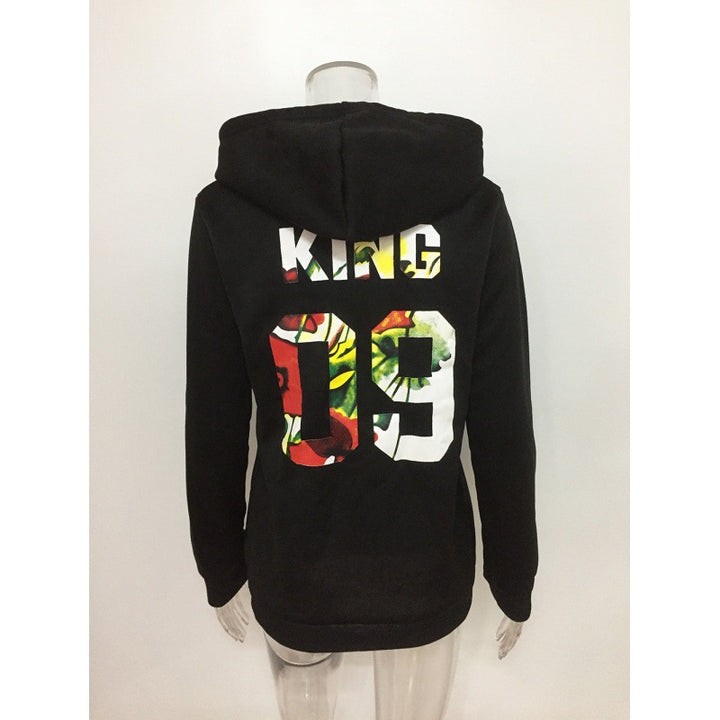 Damen Motiv Hoodie mit floralem Design und Kapuze Drune