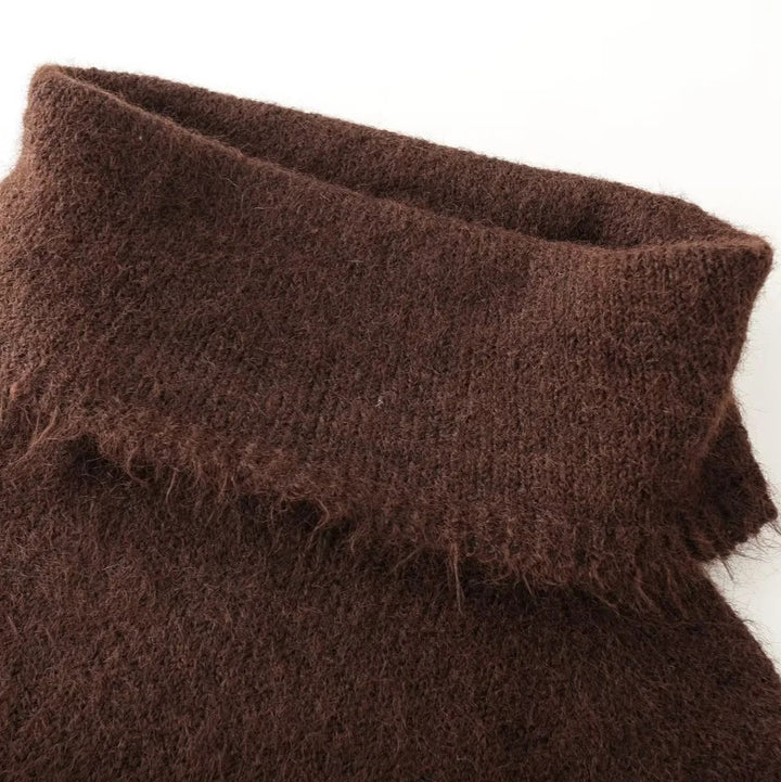 Damen kuscheliges Strickoberteil mit voluminösem Rollkragen Drune