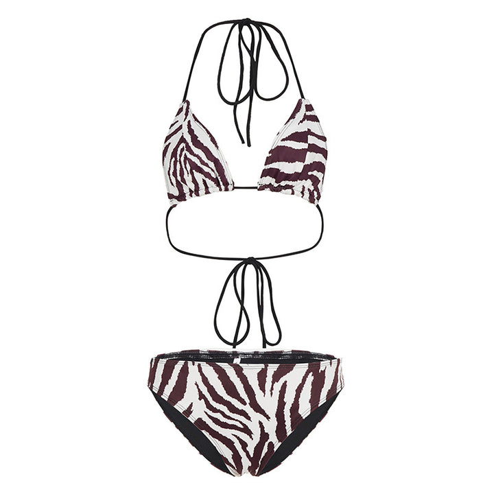 Damen Bikini-Set mit verstellbaren Bändern und modernem Zebra-Muster Drune