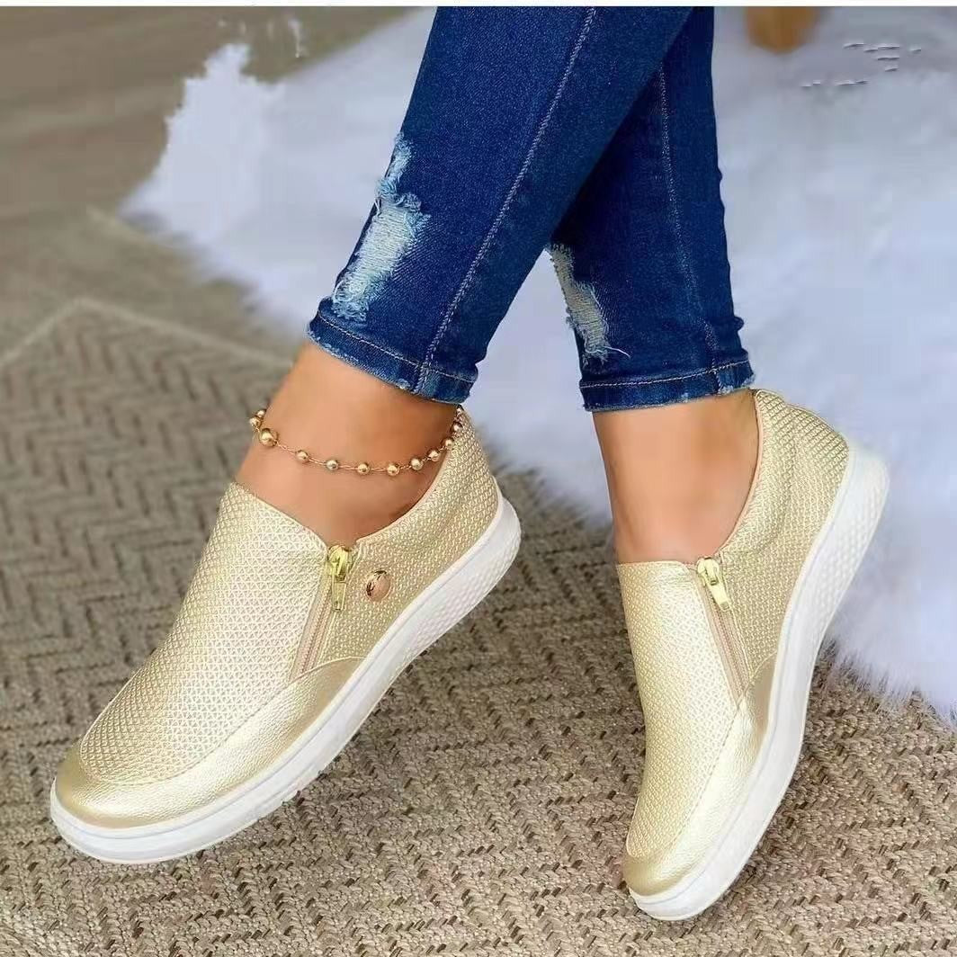 Damen Slip-On Sneakers mit seitlichem Reißverschluss und atmungsaktiver Textur Drune