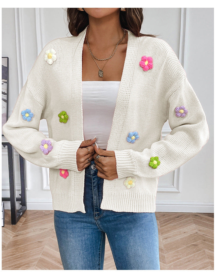 Drune | Handgehäkelter floral gestrickter Cardigan