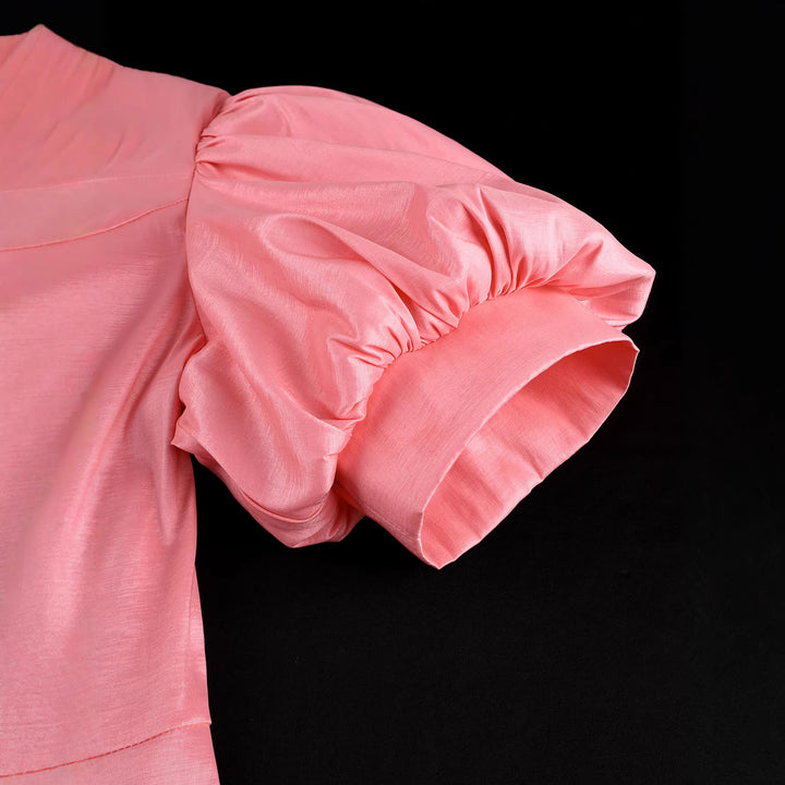 Damen elegantes Cocktailkleid mit Puffärmeln und Blumendetails Drune