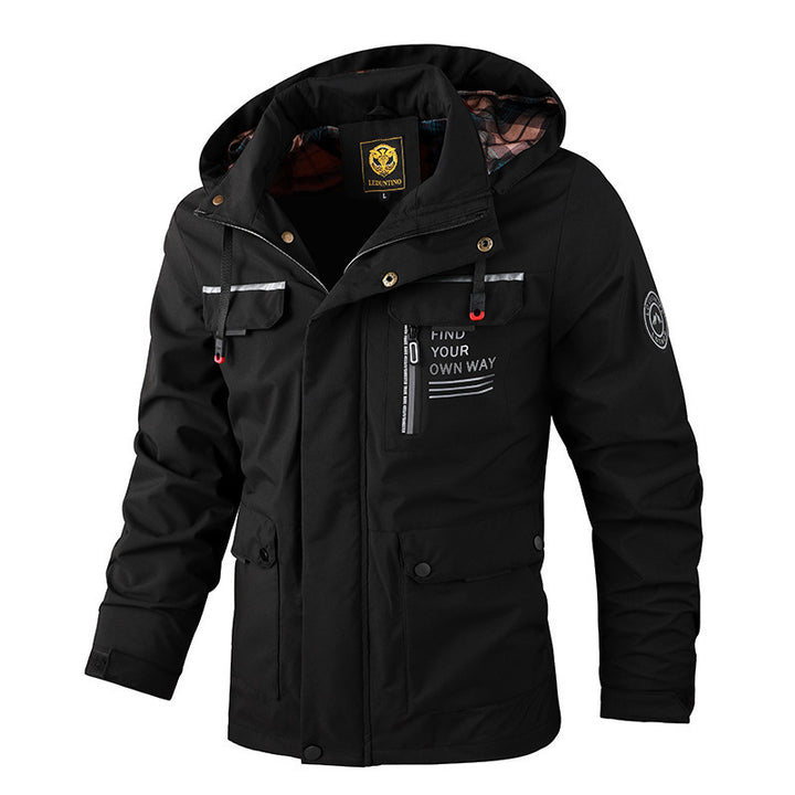 Herren nan urbaner Softshell-Parka mit Kapuze, verdecktem Zweiwege-Reißverschluss und Ärmeltasche Drune