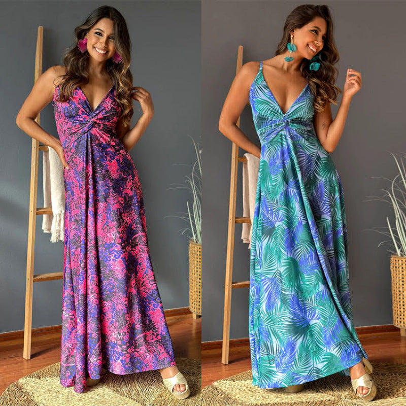 Damen Maxikleid mit verführerischem V-Ausschnitt und eleganter Drapierung Drune