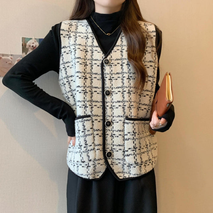 Damen modische Weste mit kontrastierenden Taschen Drune