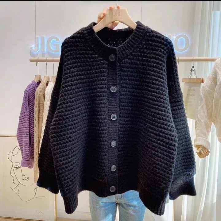 Damen Grobstrickjacke mit Knopfdetails und oversized Schnitt Drune