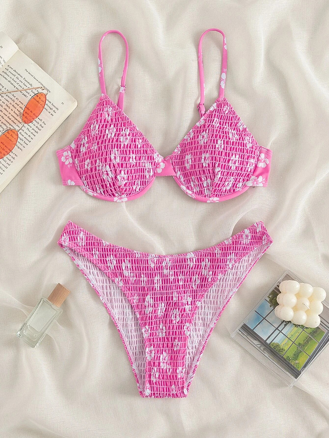 Damen Hochtaillierter Bikini mit gepolstertem Oberteil und verstellbaren Trägern Drune