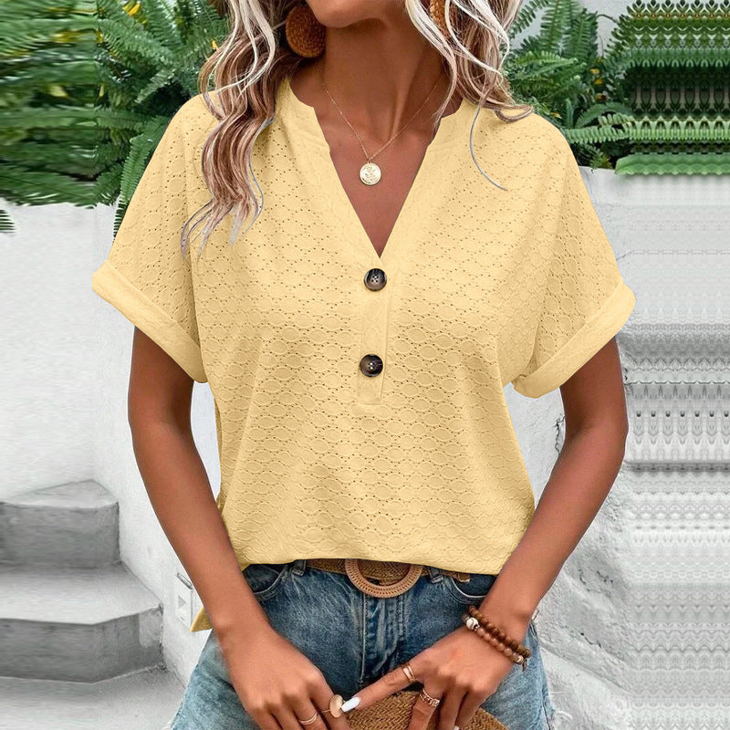 Damen Freizeit Knopf Bluse Drune