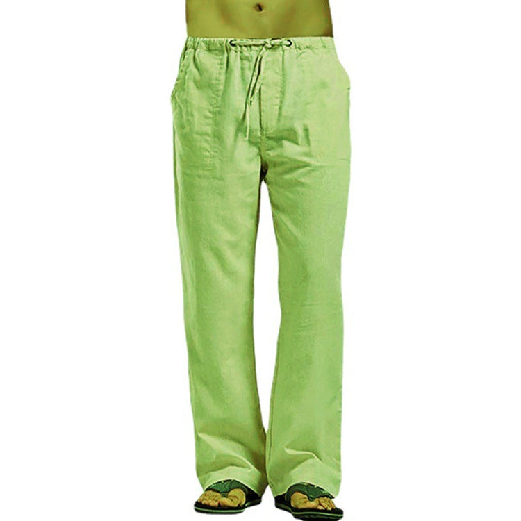 Herren nan lockere Leinenhose mit Tunnelzugbund und geradem Bein Drune