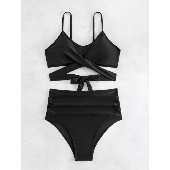 Damen Bikiniset mit hohem Bund und geknotetem Oberteil Drune