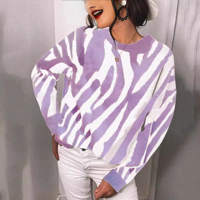 Damen Strickpullover mit modernem Streifenmuster und lässigem Schnitt Drune