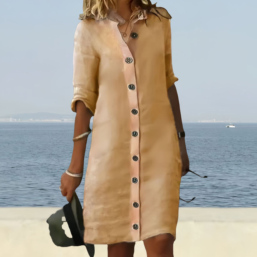 Damen Hemdblusenkleid mit Knopfverschluss und einem lässigen Schnitt Drune