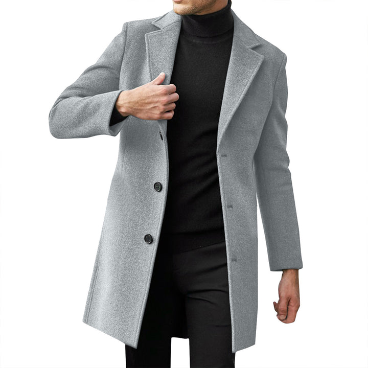 Herren nan taillierter Wollmantel mit schmaler Silhouette, klassischem Revers und verdeckter Knopfleiste Drune