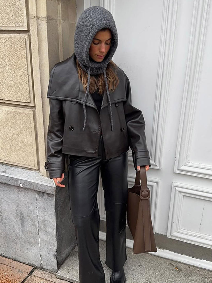 Damen Lederjacke mit modischem asymmetrischen Schnitt Drune