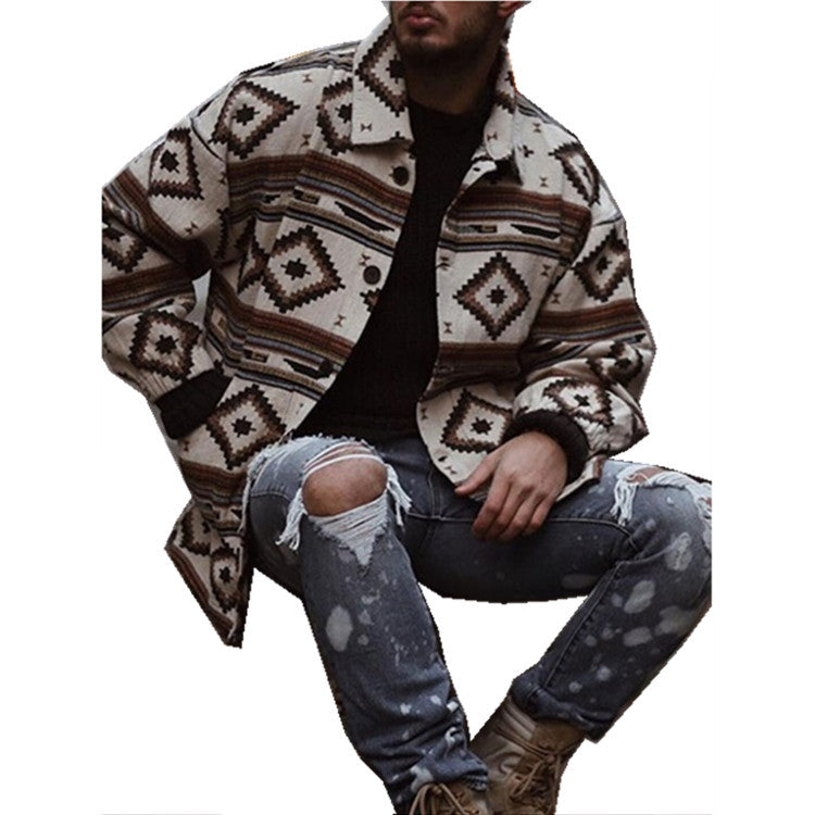 Herren gemusterte Freizeitjacke im modernen Look mit leichtem Futter Drune