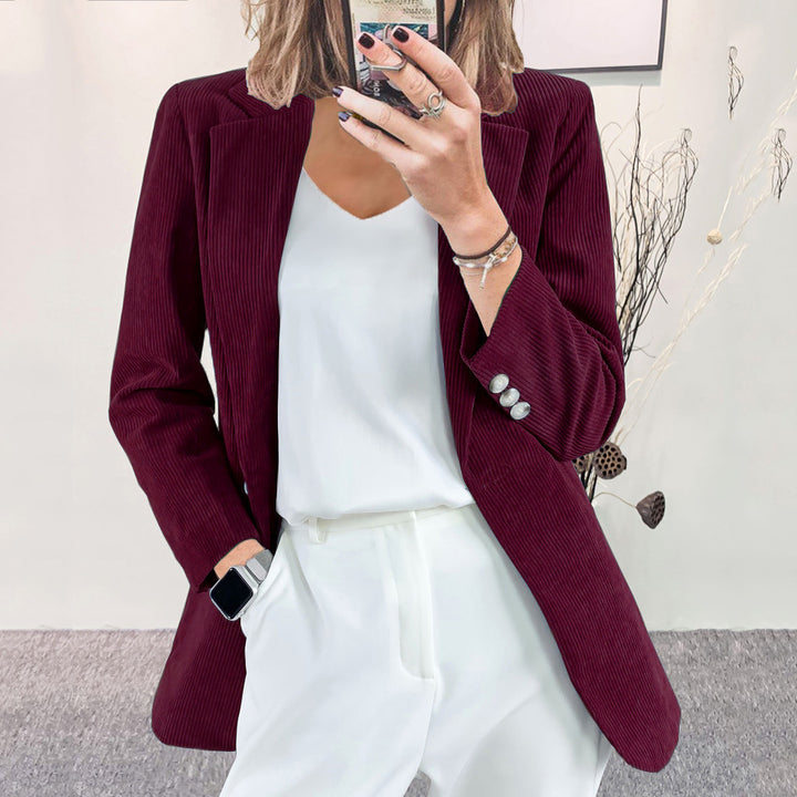 Damen Eleganter Blazer im Ripp-Design mit tailliertem Schnitt Drune