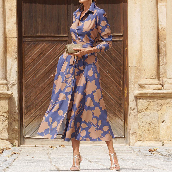 Damen Hemdblusenkleid mit floralem Muster und modernem Schnitt Drune