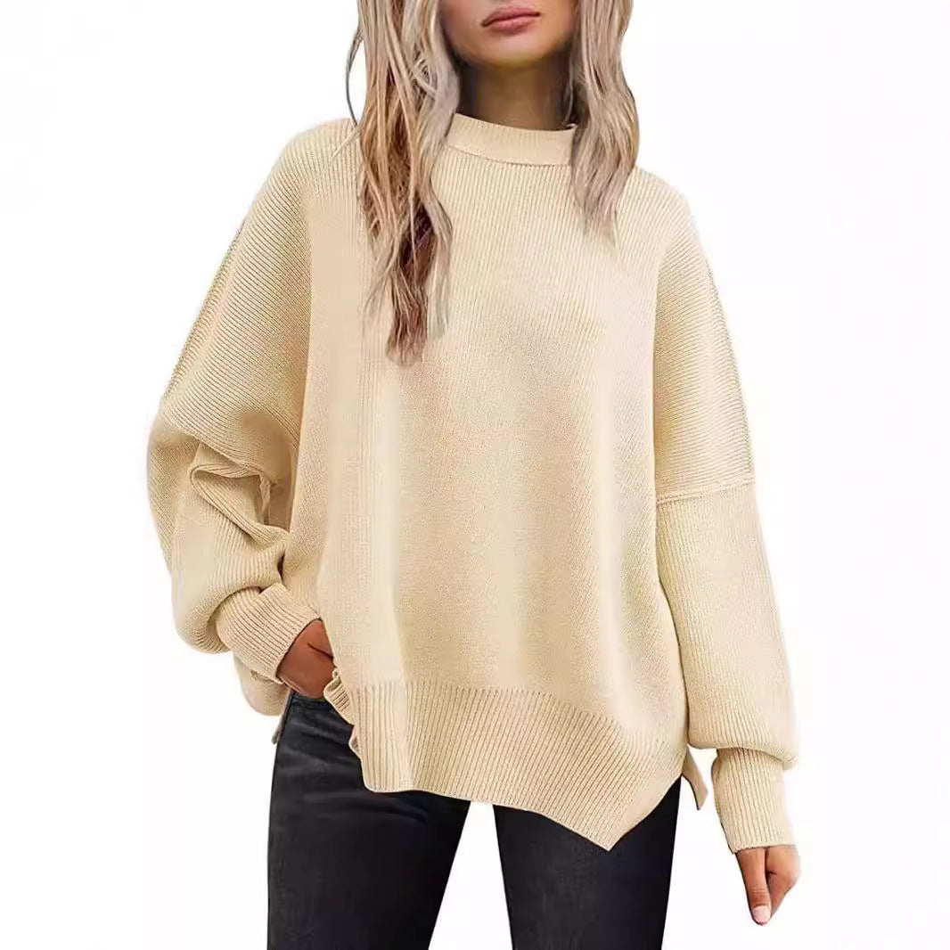 Damen Oversized Strickpullover mit breiten Ärmeln und strukturierter Oberfläche Drune