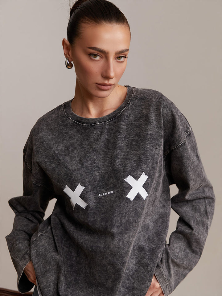 Damen lässiges Sweatshirt mit kreativem Grafikdruck Drune