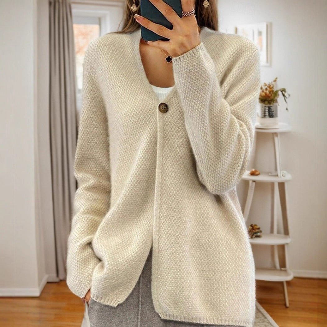 Damen Strickjacke mit feiner Struktur und Knopfleiste Drune