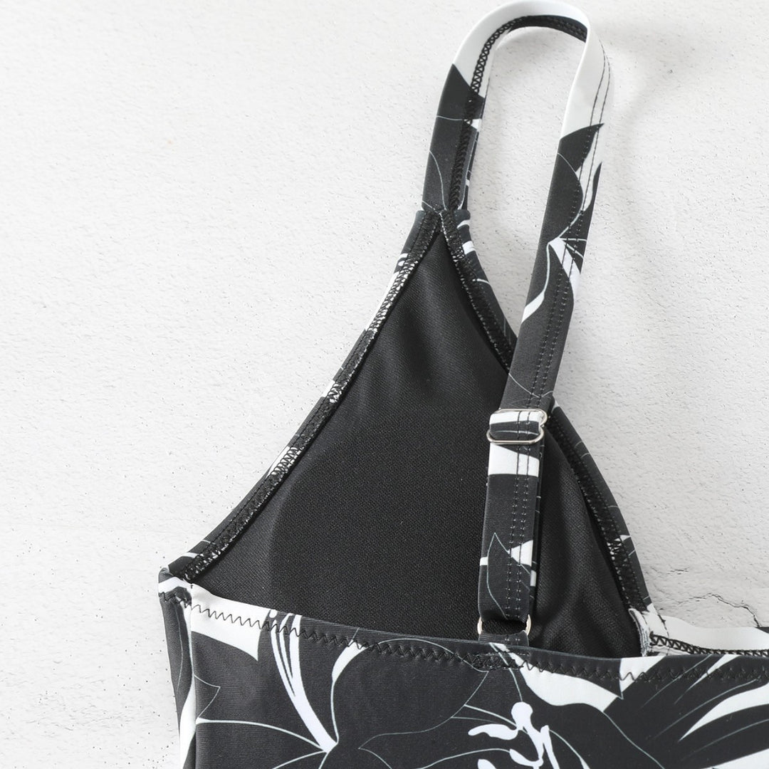 Damen Einteiler Badeanzug mit floralem Design Drune