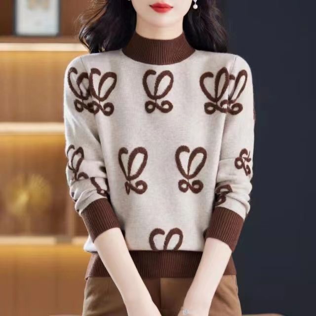 Damen Sweatshirt mit kontrastierenden Motiven und Rundhalsausschnitt Drune