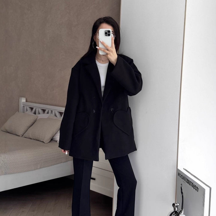 Damen modischer Oversized-Mantel mit großzügigen Taschen und Revers Drune