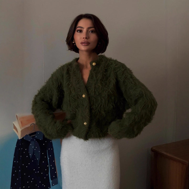 Damen Flauschiger Knit-Pullover aus 100% Nylon mit lässigem Schnitt Drune