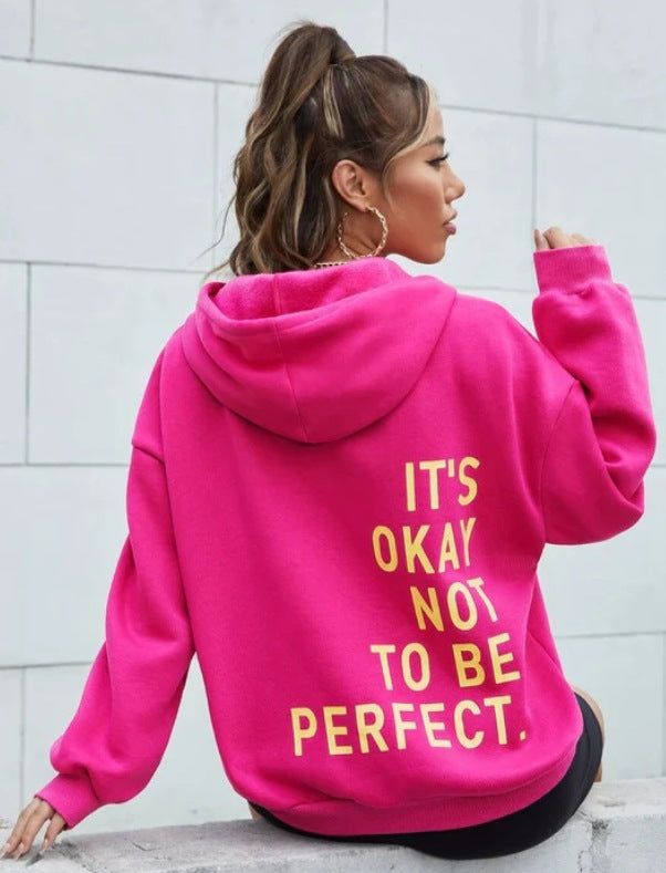 Damen Kapuzenpullover mit motivierendem Schriftzug und kuscheligem Innenfutter Drune