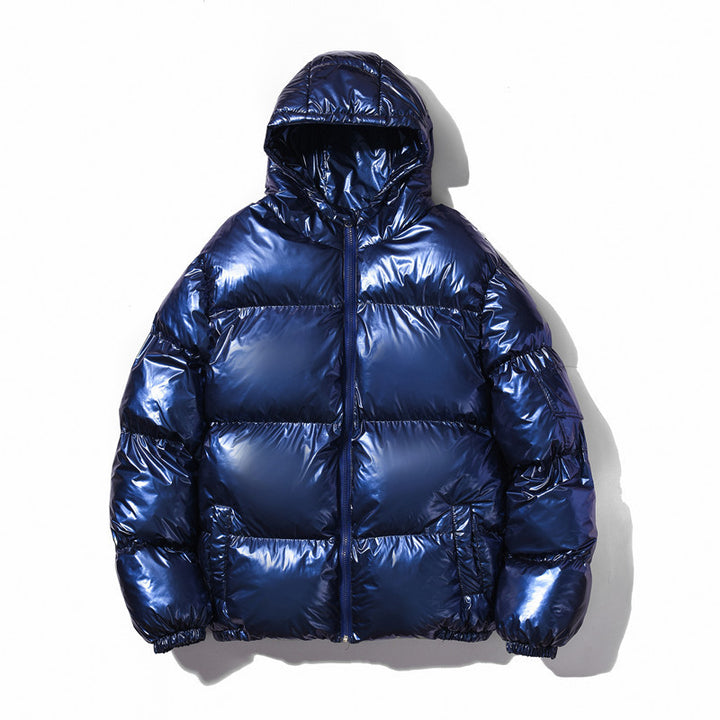 Unisex nan glänzende Steppjacke mit Kapuze, wärmeisolierender Füllung und winddichter Membran Drune