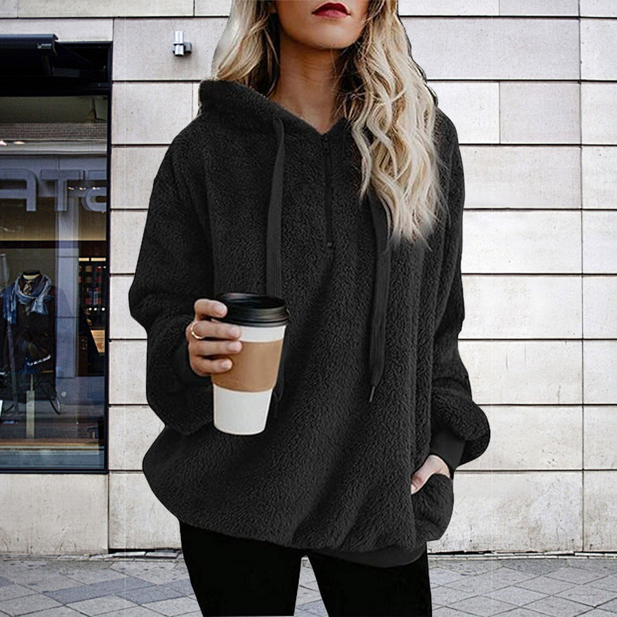 Damen Oversized Kuschelpullover mit praktischer Kapuze und seitlichen Einschubtaschen Drune