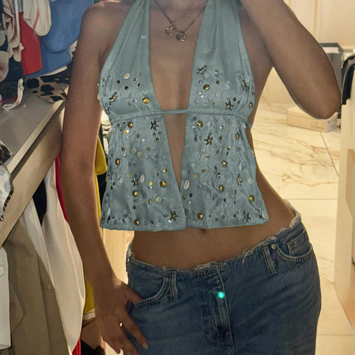 Damen Strandtop mit geschmackvollen Perlendetails Drune