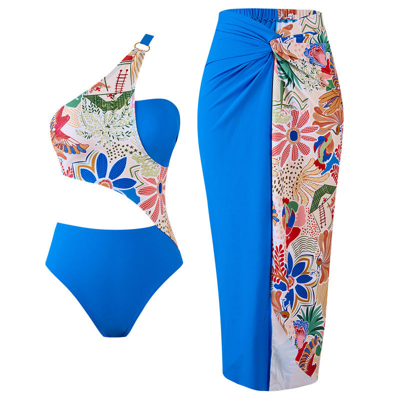 Damen Badeanzug-Set mit innovativem asymmetrischem Design und modischem Rock Drune