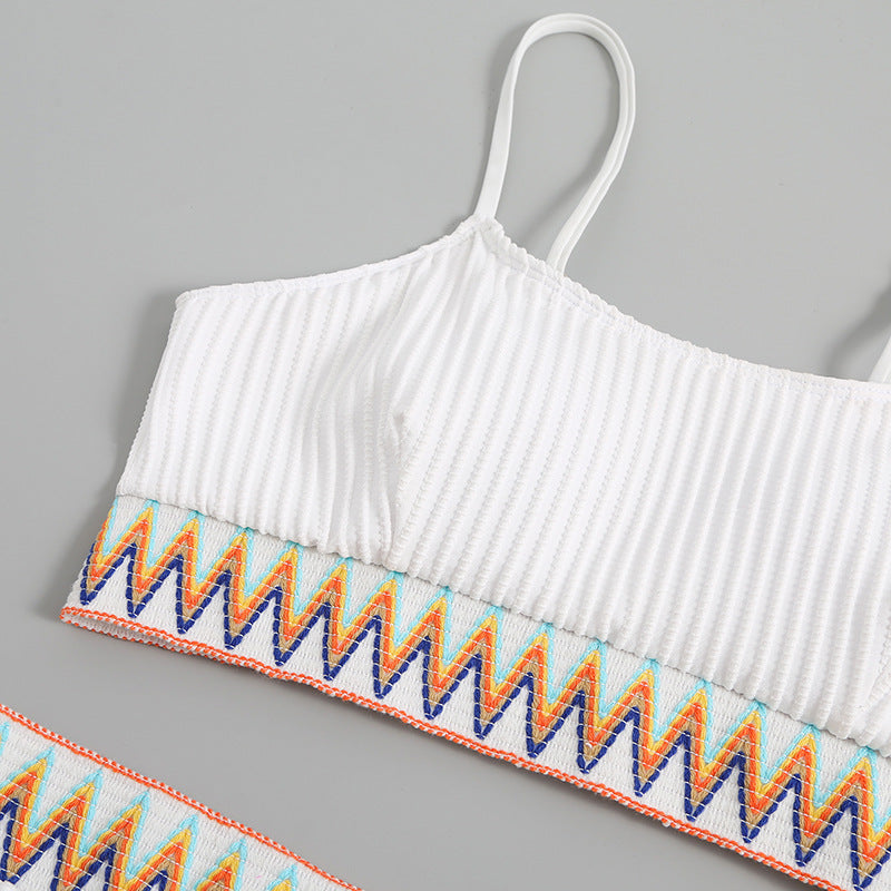 Damen integriertes Bikiniset mit geometrischem Muster Drune