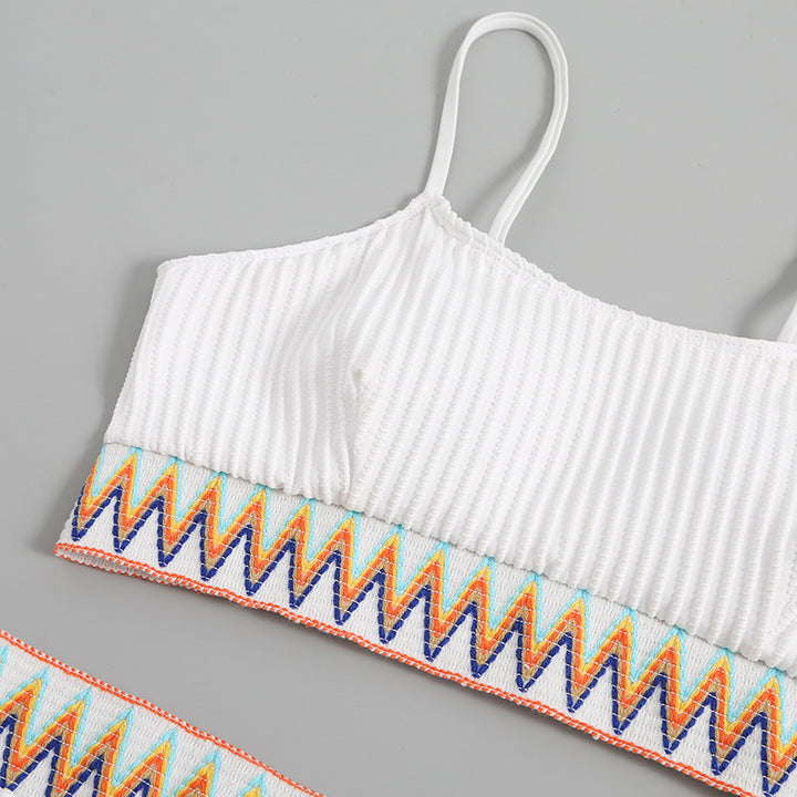 Damen integriertes Bikiniset mit geometrischem Muster Drune