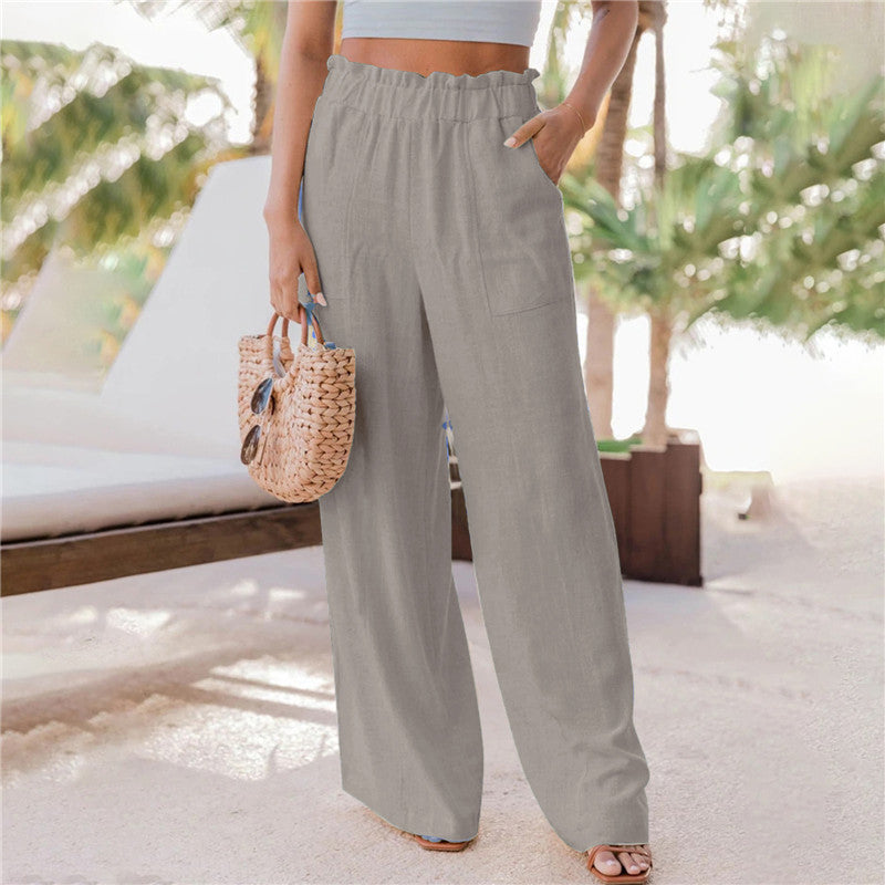 Damen Weite Palazzo-Hose mit elastischem Bund und praktischen Taschen Drune