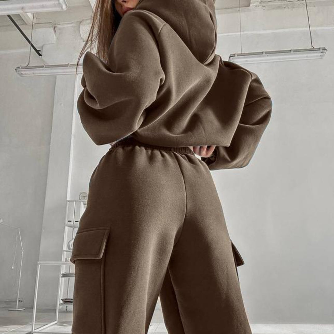 Damen nan oversized Kapuzenpullover-Set mit Cargo-Jogginghose Drune
