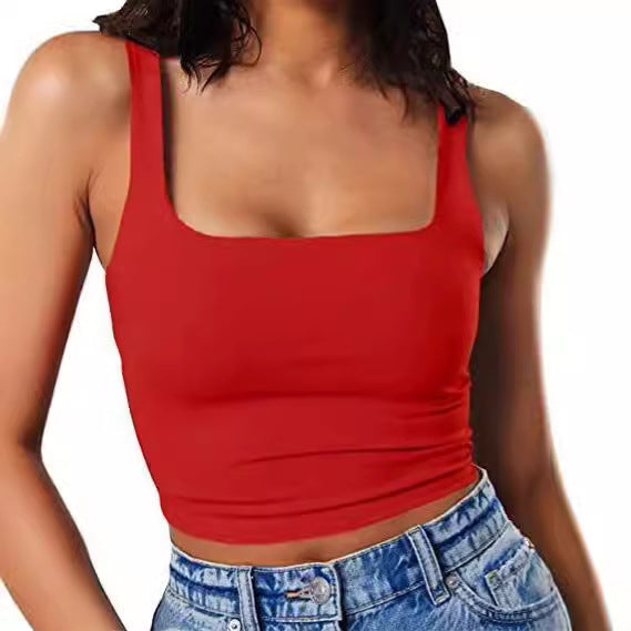 Damen Crop-Top mit quadratischem Ausschnitt und schmalem Schnitt Drune
