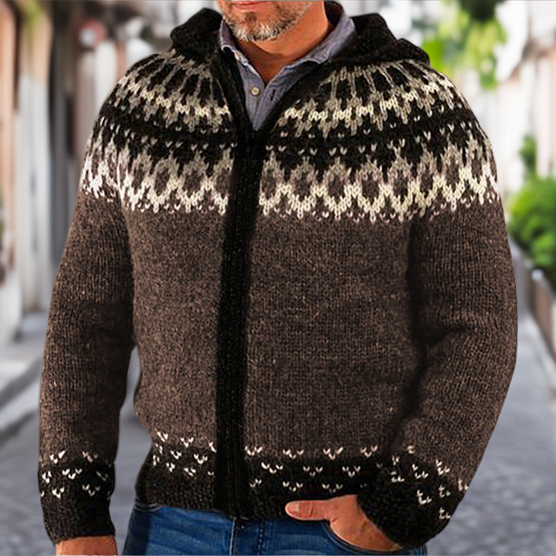 Herren Strickjacke mit traditionellem Norweger-Muster und praktischen Reißverschluss Drune