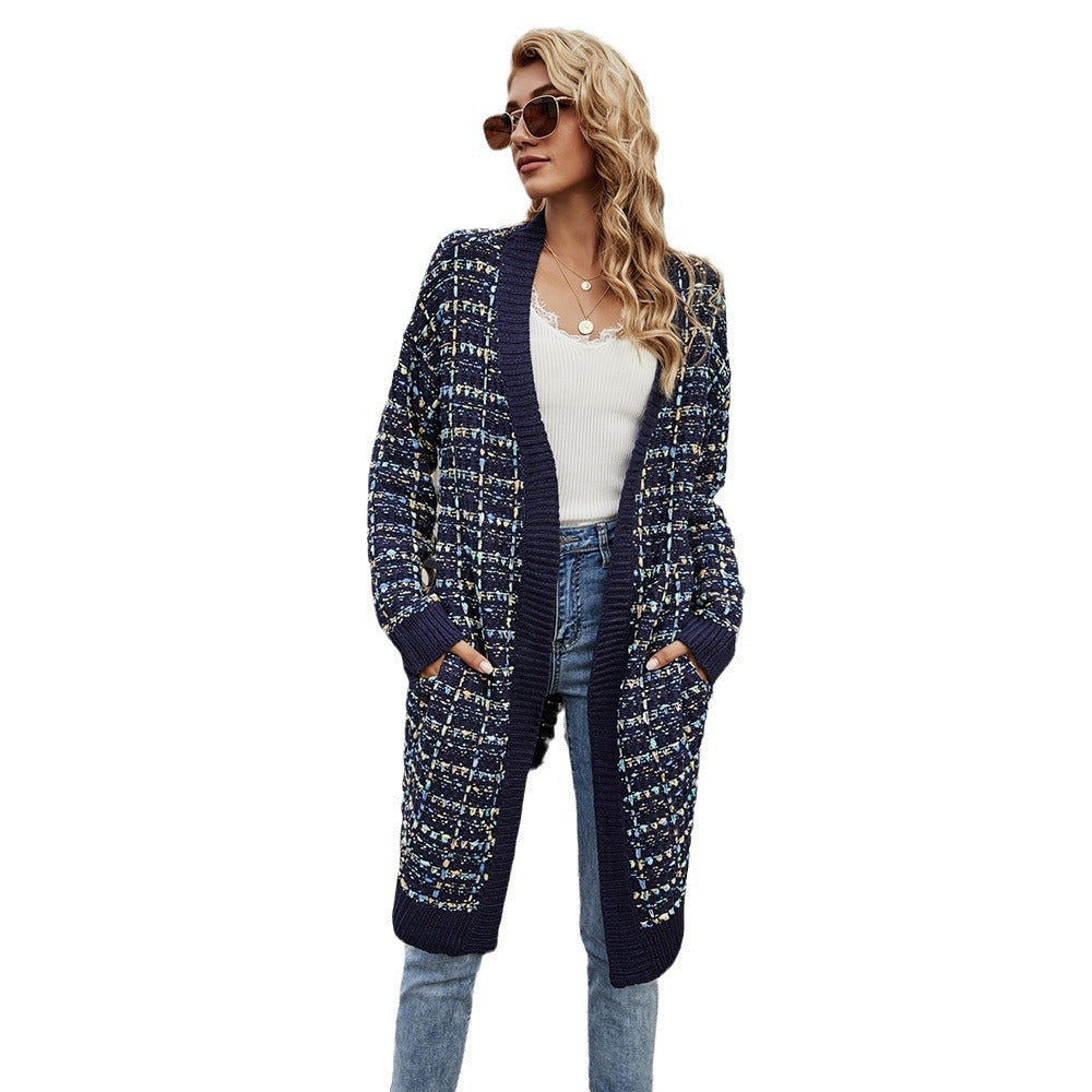 Damen farbenfrohe Strickjacke mit Strukturen und fransigem Abschluss Drune