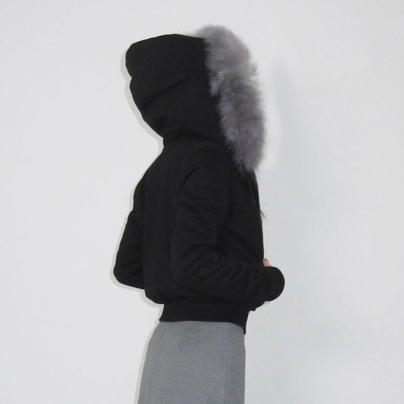 Damen Zip-Up Sport Hoodie mit Kunstfellbesatz Drune