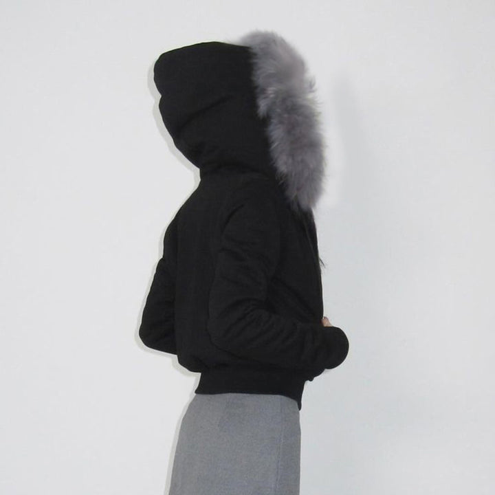 Damen Zip-Up Sport Hoodie mit Kunstfellbesatz Drune