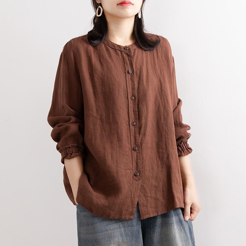 Damen Lockere Bluse mit Knopfdetails Drune