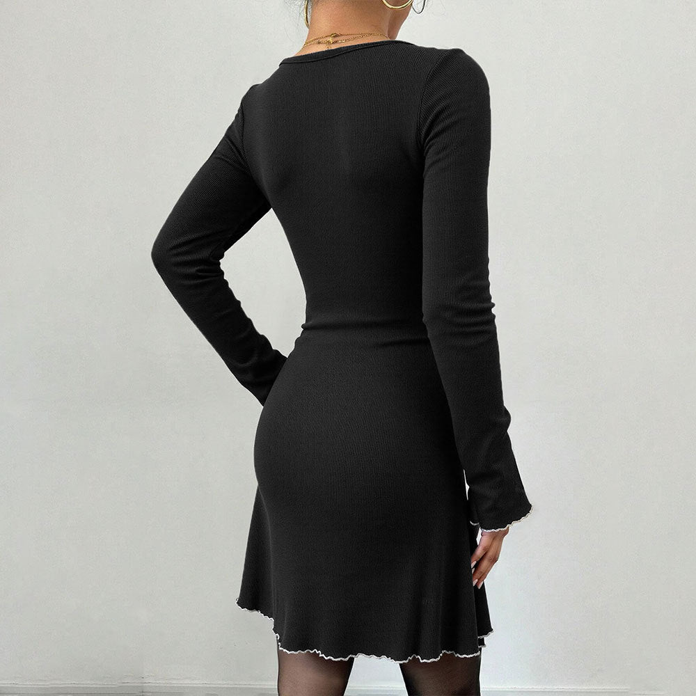 Damen Minikleid mit dekorativen Rüschendetails und charmantem Schleifendekor Drune