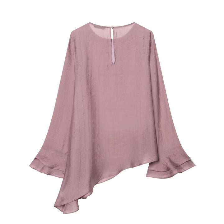 Damen asymmetrische Bluse mit Rüschendetails und elegantem Fall Drune