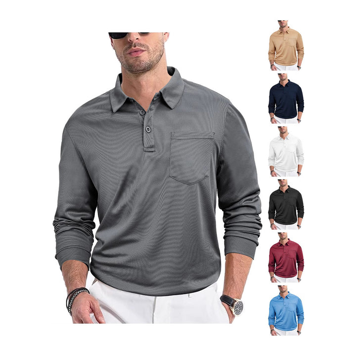 Herren Polohemd mit modernem Strukturdesign und praktischer Brusttasche Drune